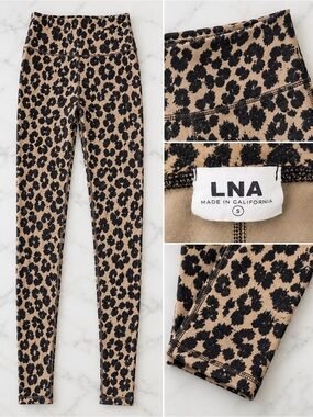 LNA Leopard Print High-Rise Jeggings in Black and Tan